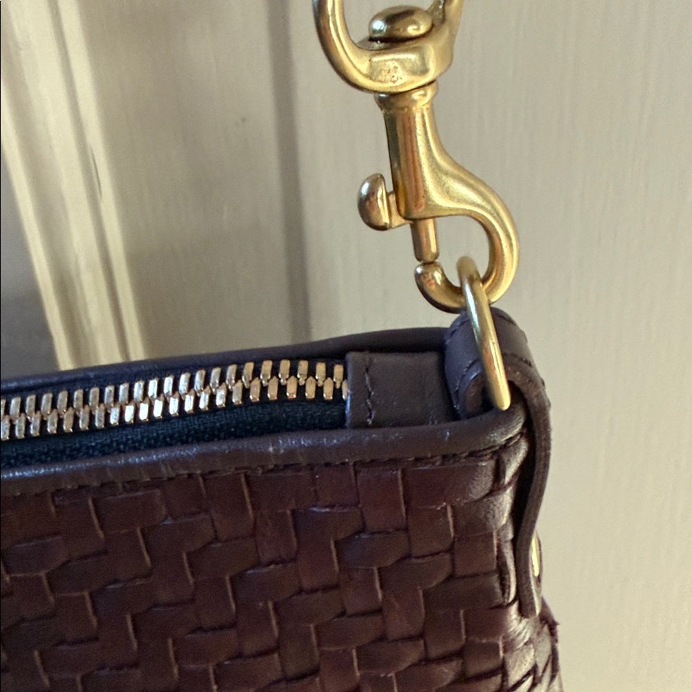 Retired color CLARE V Petit Moyen Crossbody Bag in burgundy. - Picture 8 of 16